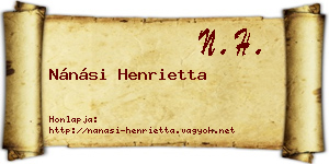 Nánási Henrietta névjegykártya